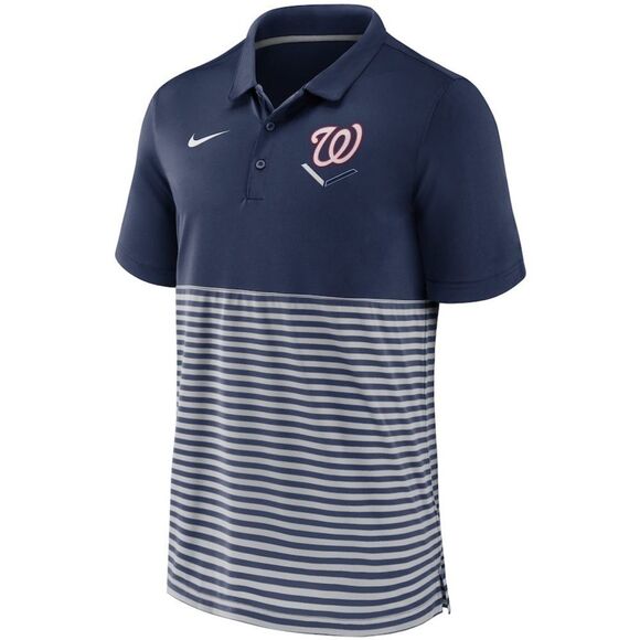 NWOT Nike Washington Nationals Men’s Navy/Gray Home Plate Striped Polo. Size XL - Picture 1 of 5